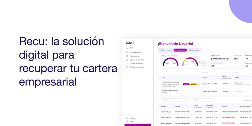 Plataforma digital de Recu para recuperar cartera vencida